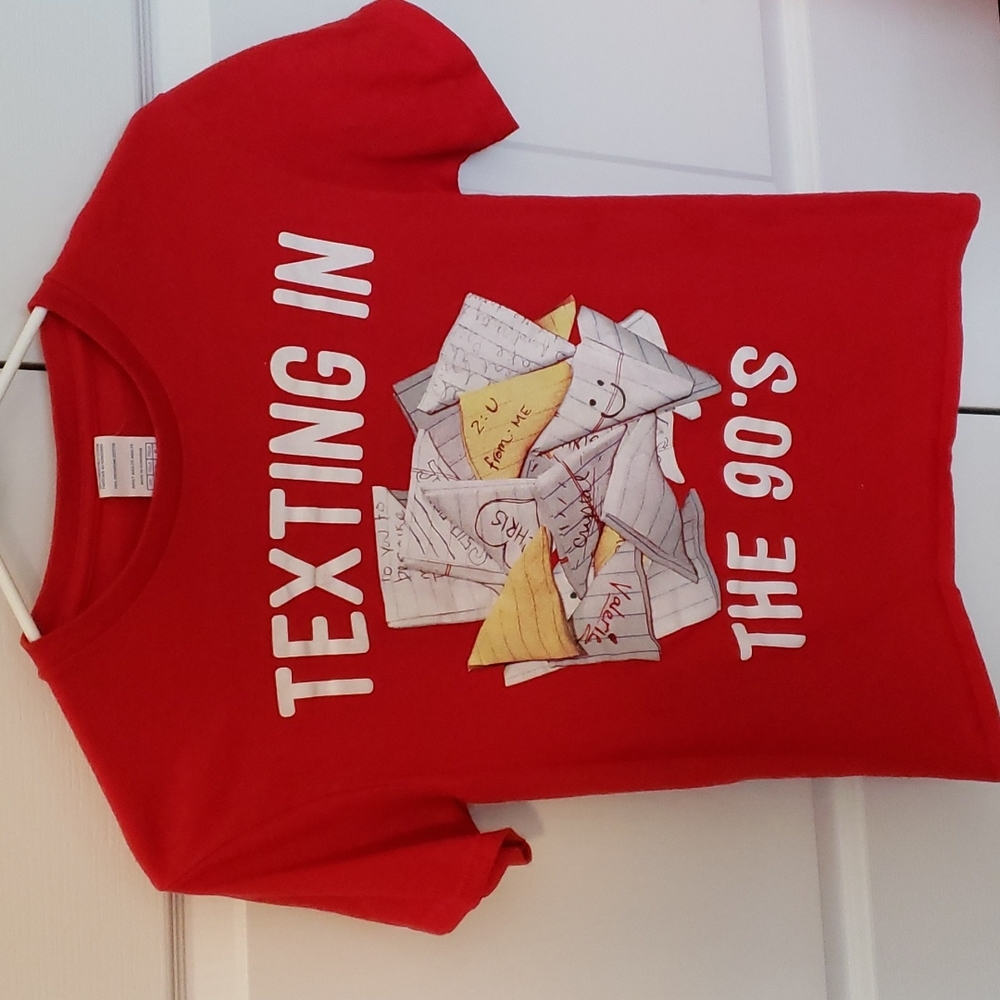 Testing  in the 90's t.shirt size small fits petite also